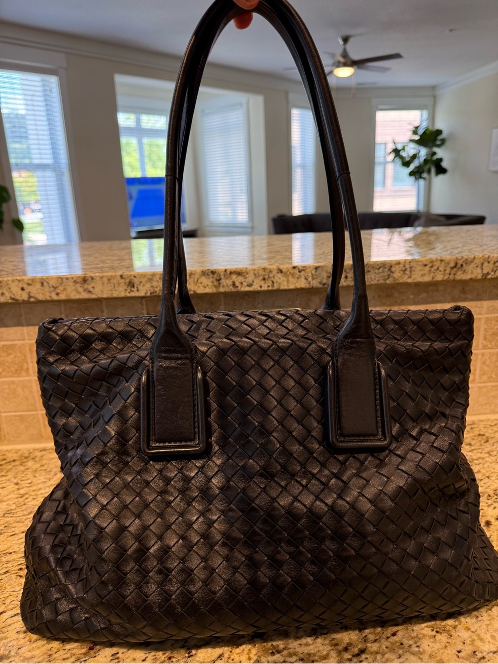 Bottega Veneta Woven Leather Tote Bag in Black… excellent condition.
